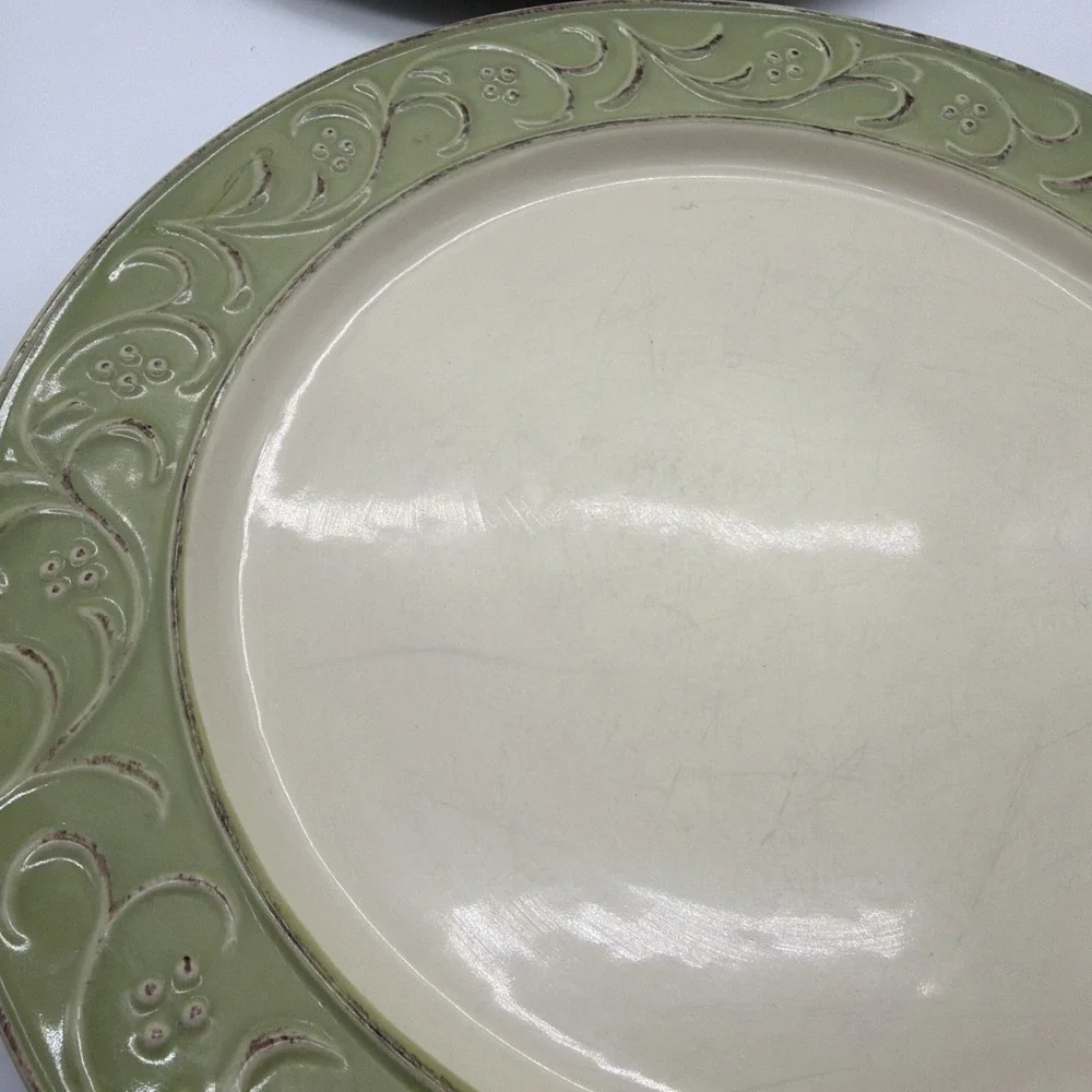 SET OF 3 PIER 1 ANTIQUE FLORAL DINNER PLATES 10 7/8